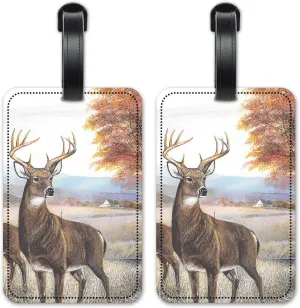 White Tail Deer - Luggage ID Tags - Suitcase Identification Cards - Set of 2