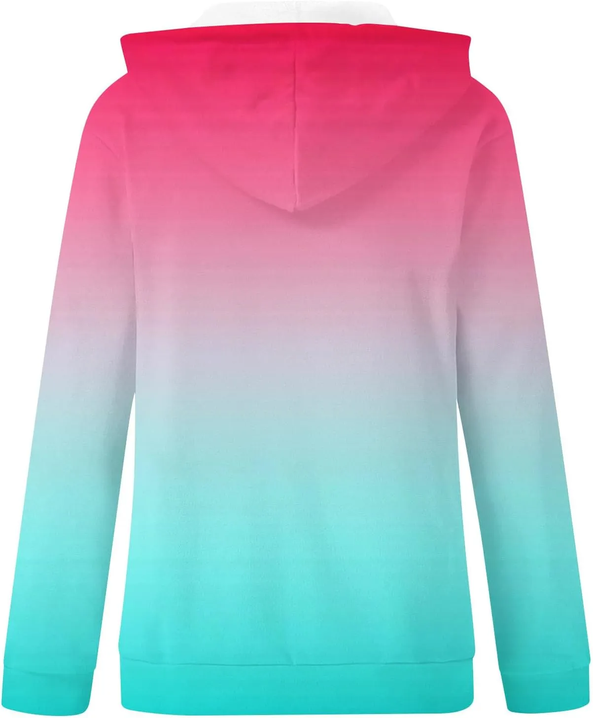 Winter Coats for Women Full Zip Drawstring Hoodies Gradient Long Sleeve Fall Jackets with Pockets Outdoor