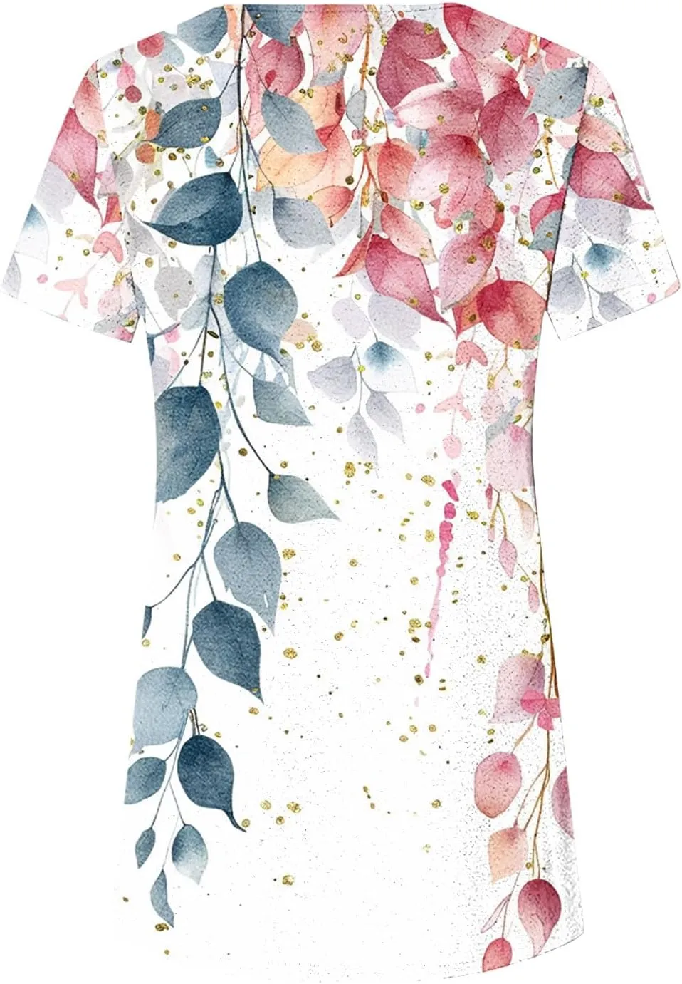 Women 2024 Short Sleeve Summer Shirts Floral Print Fitted Causal Tshirts Boho Blouses Tunics Dressy Trendy Clothes