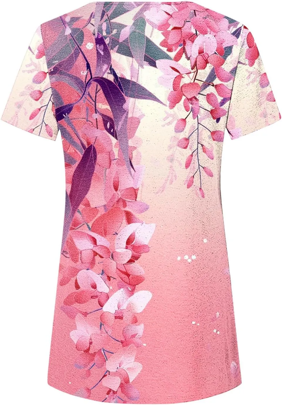 Women 2024 Short Sleeve Summer Shirts Floral Print Fitted Causal Tshirts Boho Blouses Tunics Dressy Trendy Clothes