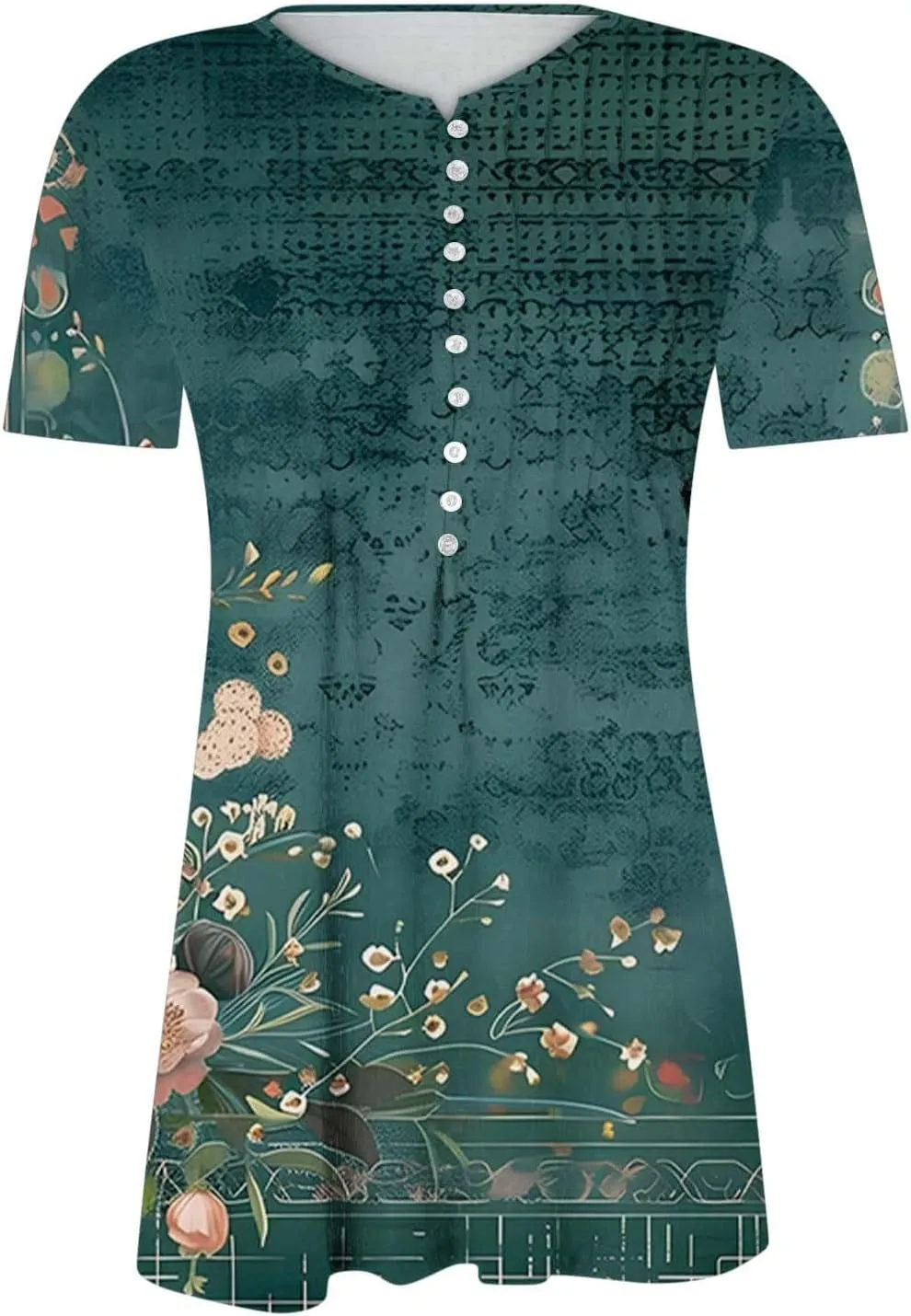 Women 2025 Spring Blouses Tops Floral Short Sleeve Boho T Shirts Dressy Casual Tunic Beach Vacation Ladies Clothing