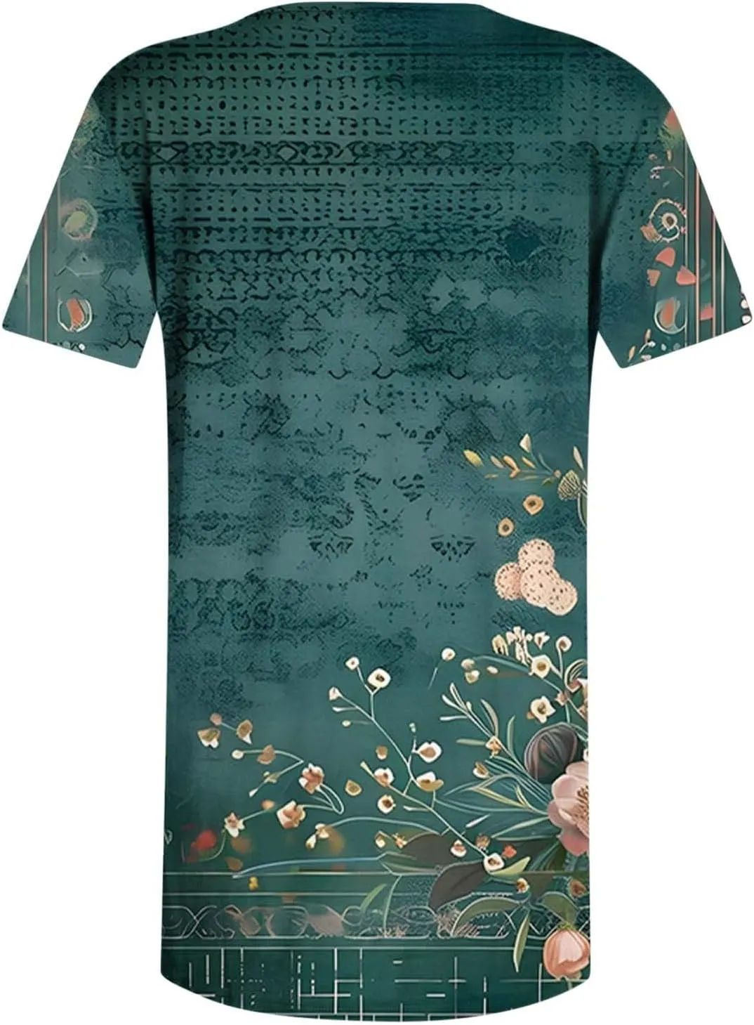 Women 2025 Spring Blouses Tops Floral Short Sleeve Boho T Shirts Dressy Casual Tunic Beach Vacation Ladies Clothing