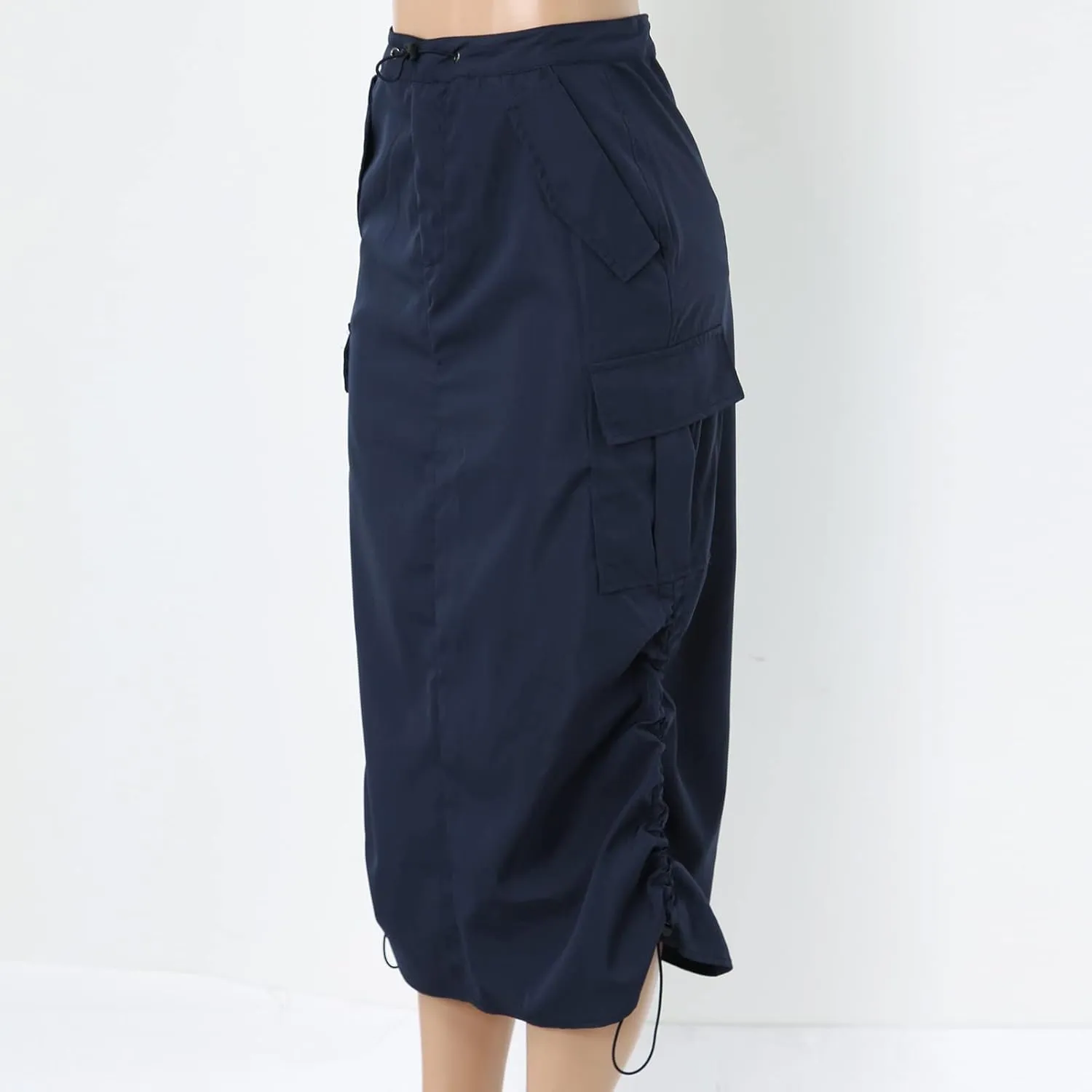 Women Cargo Midi Denim Skirt High Waisted Skirts Denim Skirt with Pocket Spring Dresses Pencil Skirts for Women's