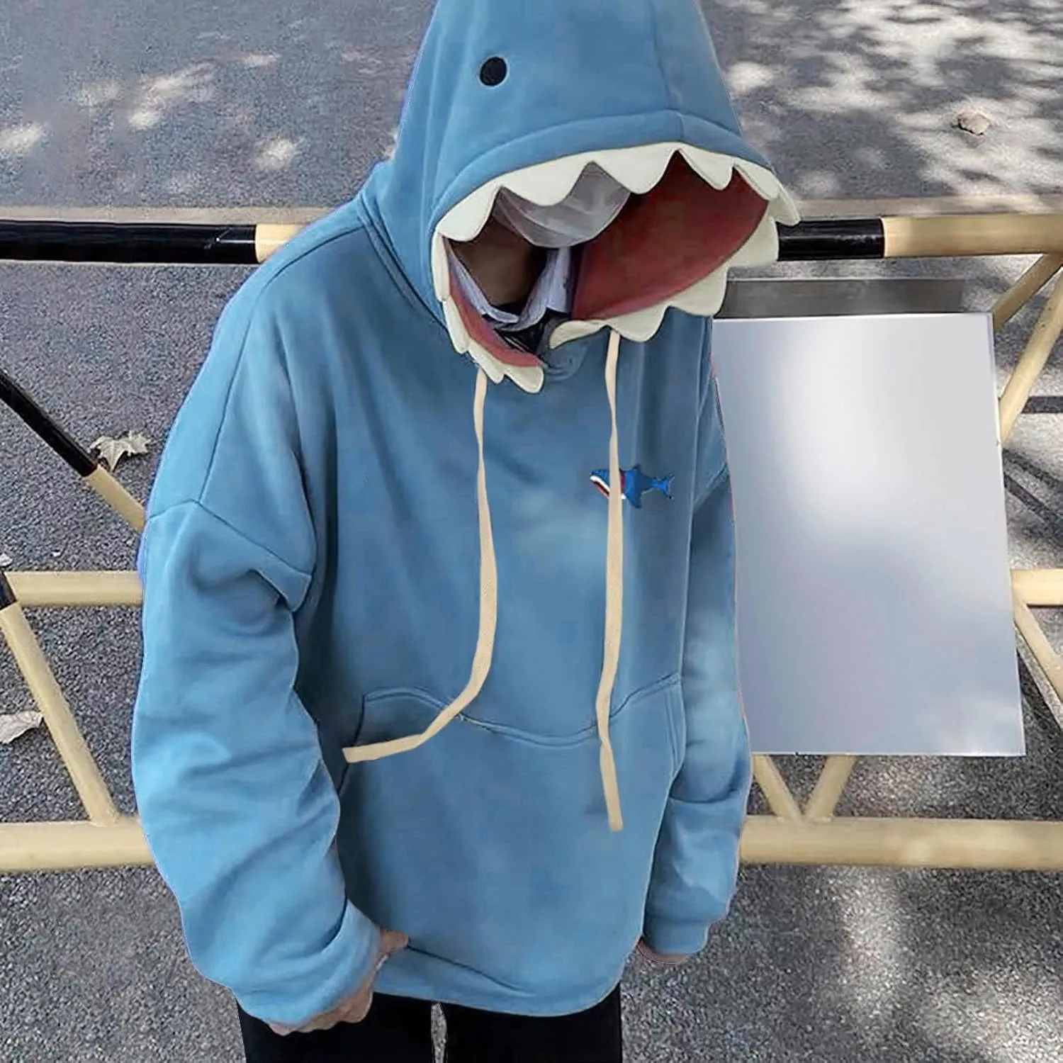 Women Cute Shark Hood Sweatshirts Y2k Coquettish Hoodies Oversized Long Sleeve Drawstring Pullover Tops