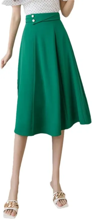 Women Elegant High Waist Office Wear A-Line Maxi Skirts Blue Black EN8 Falda Midi Long Skirt
