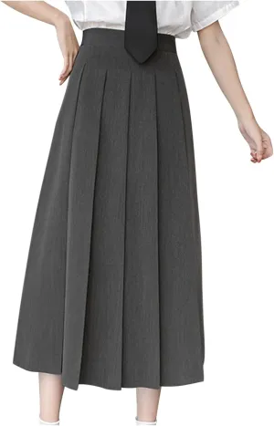 Women Girls Long High Waist Plain Pleated Skirt Skater Tennis School Uniform A-line Midi Skirts 2025 Trendy Skirts