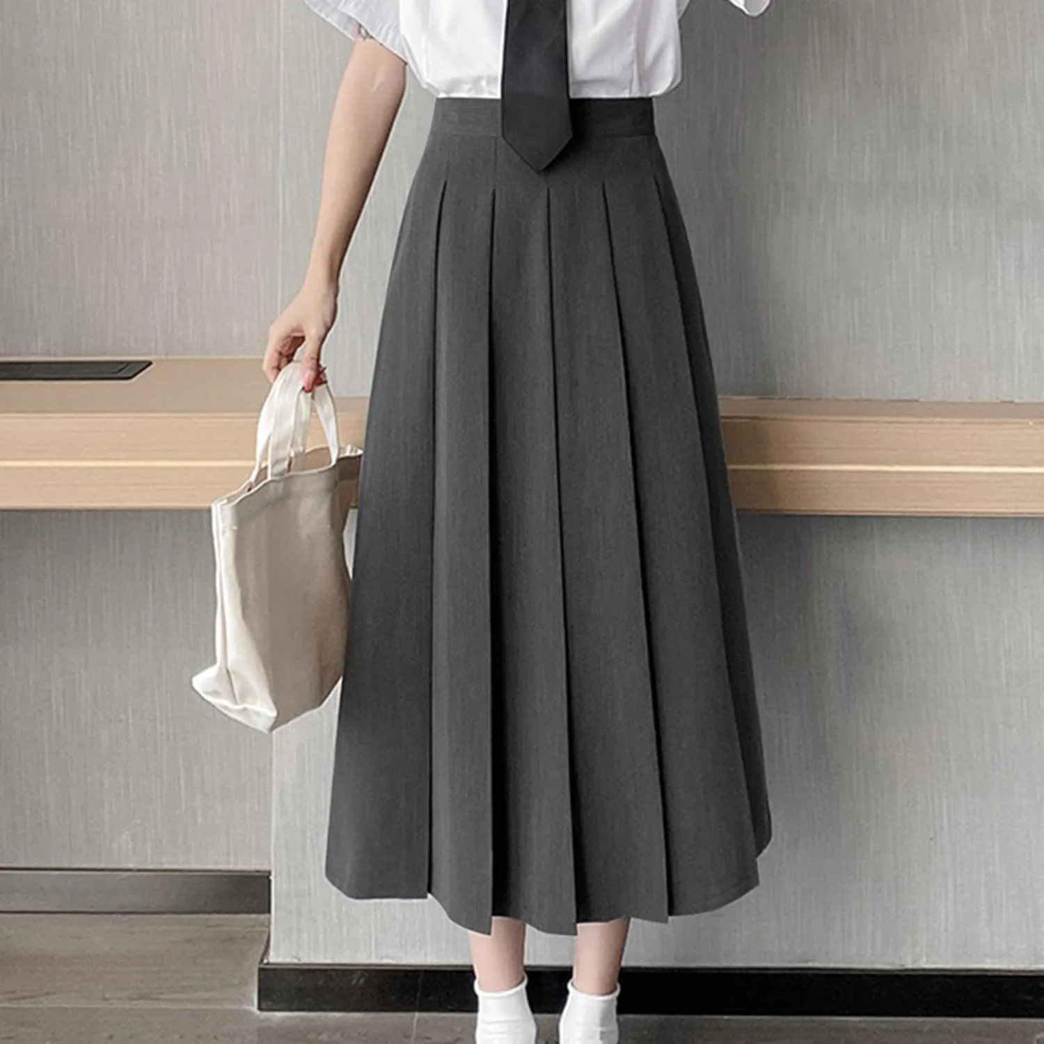 Women Girls Long High Waist Plain Pleated Skirt Skater Tennis School Uniform A-line Midi Skirts 2025 Trendy Skirts