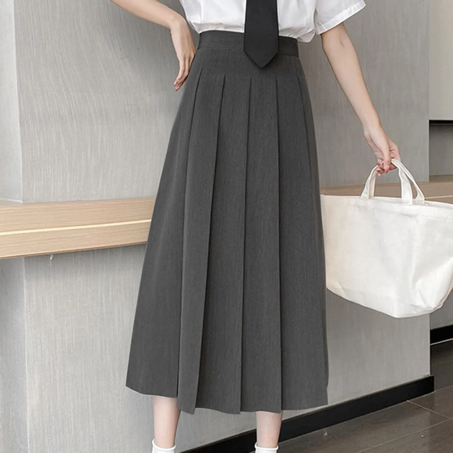 Women Girls Long High Waist Plain Pleated Skirt Skater Tennis School Uniform A-line Midi Skirts 2025 Trendy Skirts