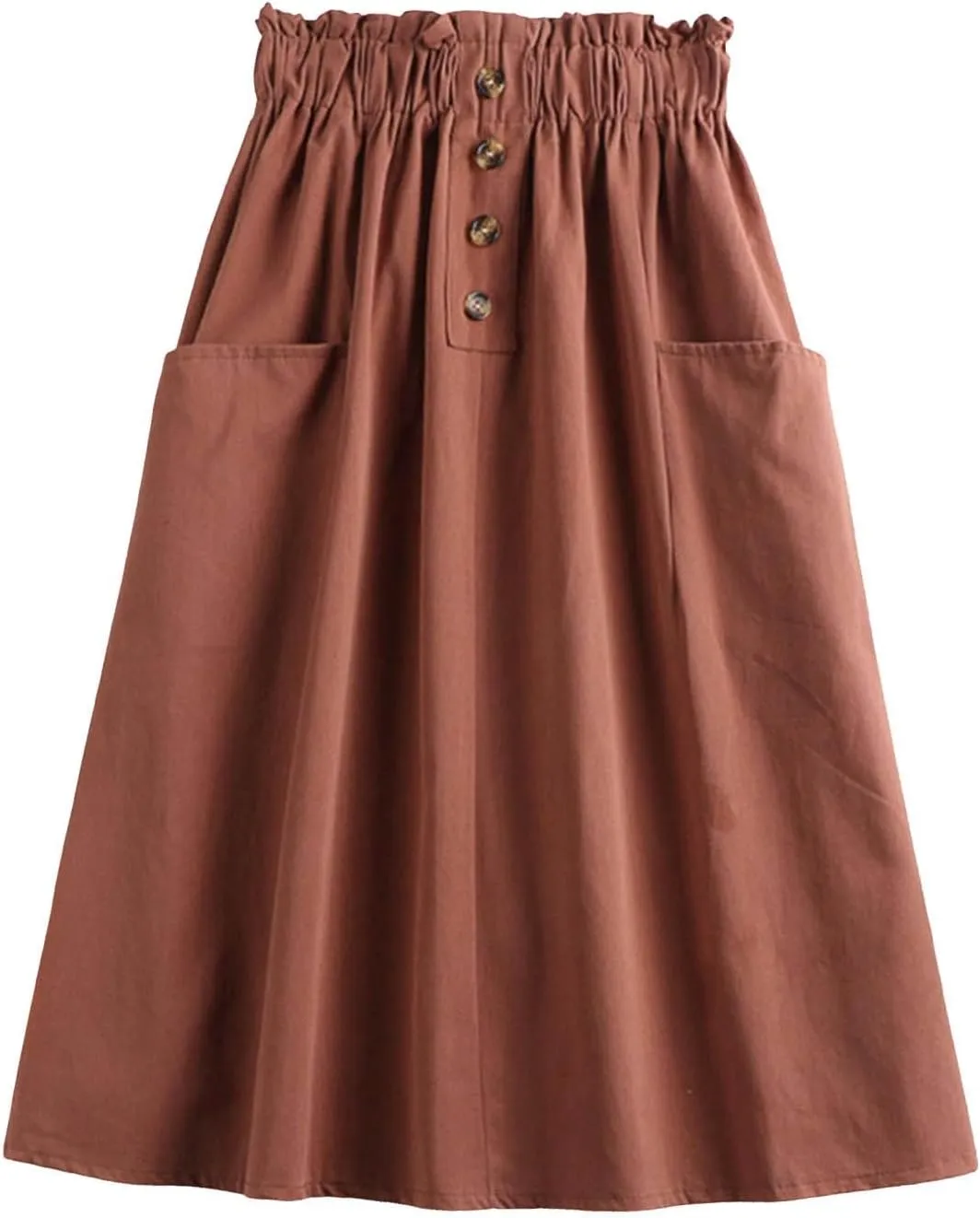 Women Midi Skirt Women's Button Down Denim Skirt High Waisted Casual Loose Jean Midi Skirts with Pockets