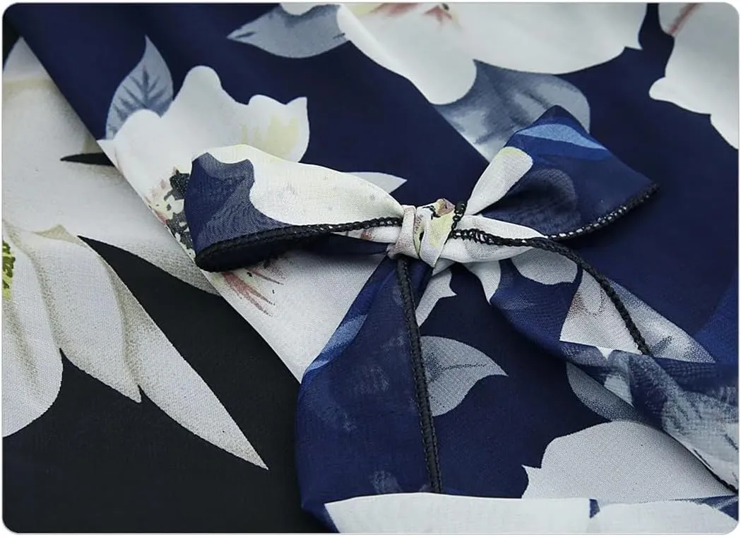 Women Summer Loose Elastic High Waist Chiffon Midi Skirts Plus Size Print Floral Skirt