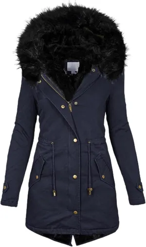 Women Winter Coats Long Hooded Fleece Lined Parka Jackets Thick Warm Cotton Jacket Coat Puffer Jacket Windproof Ski Down Coat