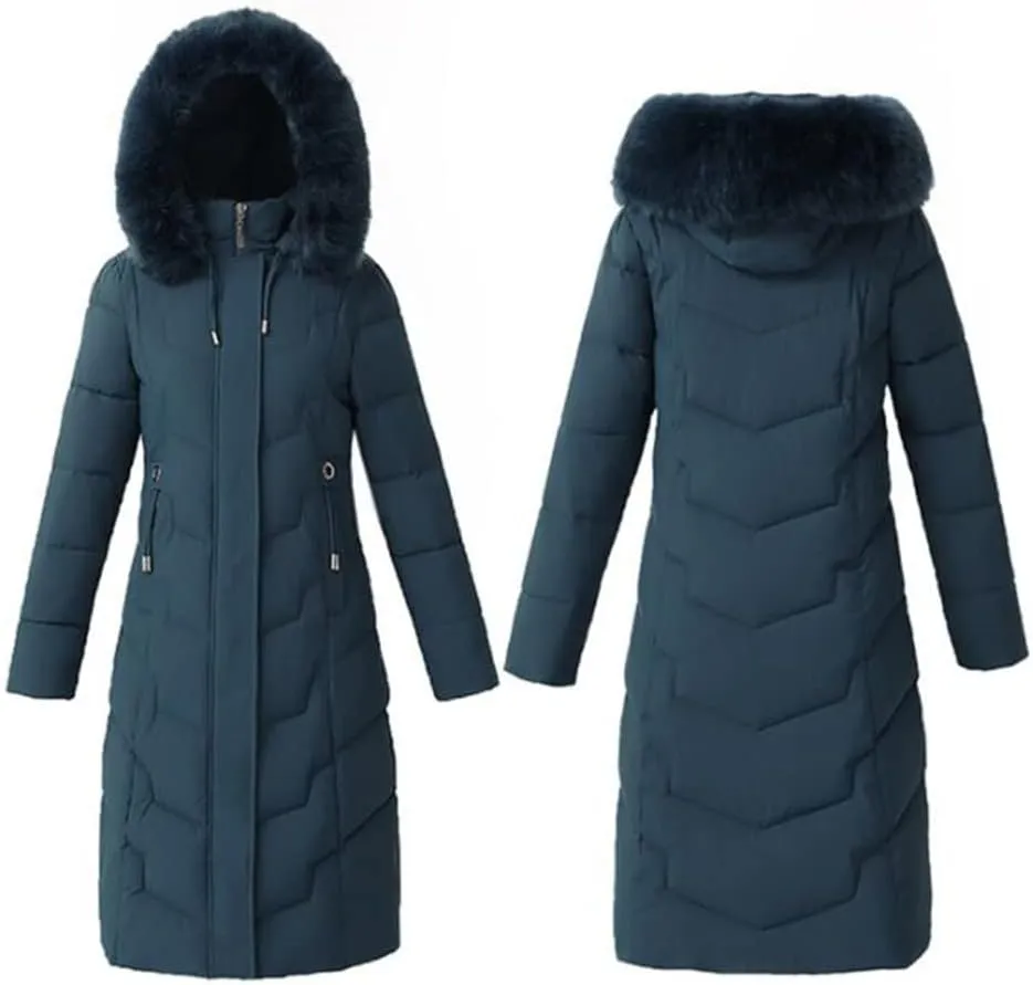 Women Winter Jacket Fur Collar Cotton Padded Jackets Ladies Thicken Warm Long Coat Hooded Parka Women Down Jackets