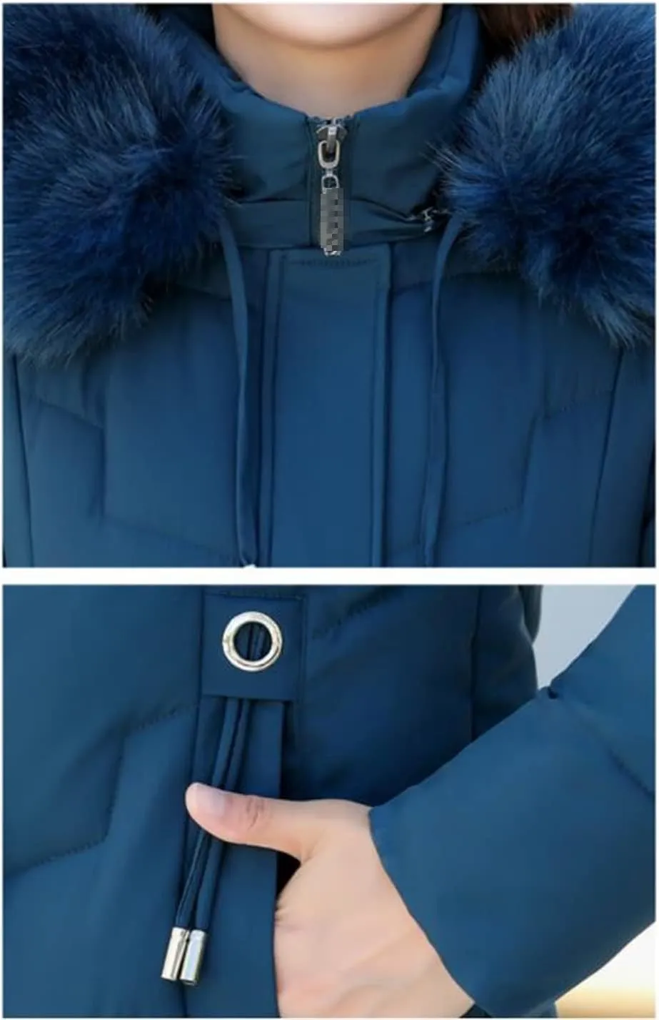Women Winter Jacket Fur Collar Cotton Padded Jackets Ladies Thicken Warm Long Coat Hooded Parka Women Down Jackets