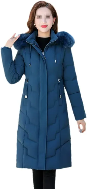 Women Winter Jacket Fur Collar Cotton Padded Jackets Ladies Thicken Warm Long Coat Hooded Parka Women Down Jackets