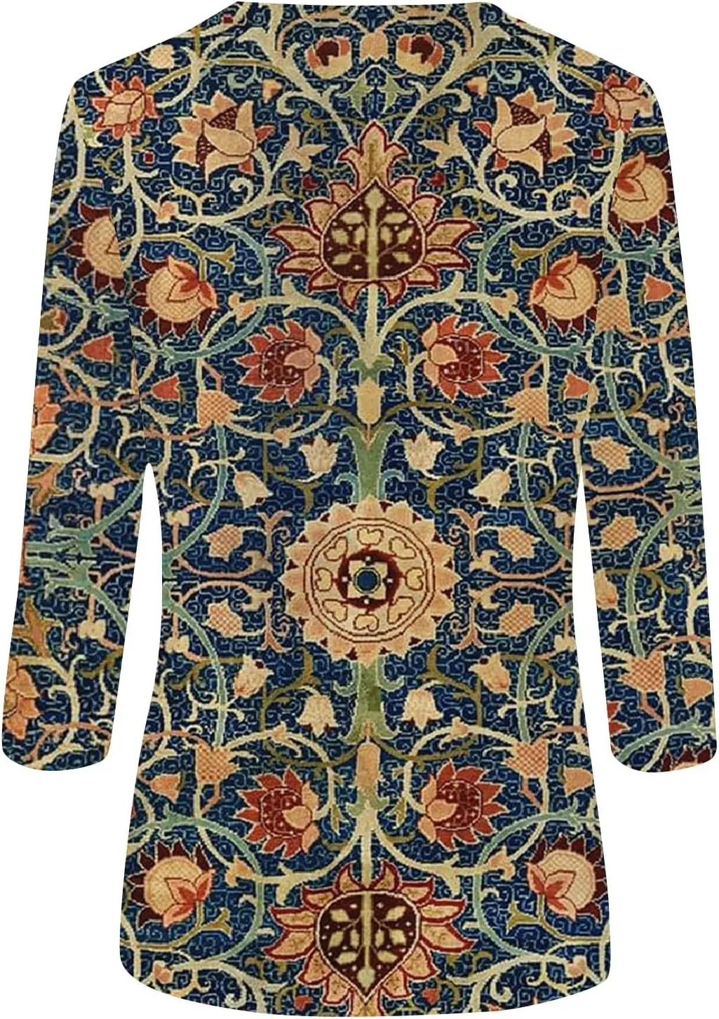 Womens 3/4 Length Sleeve Tops 2025 Summer Casual Geometric Print Crew Neck Blouse Fit Daily Womens 3/4 Sleeve T Shirts