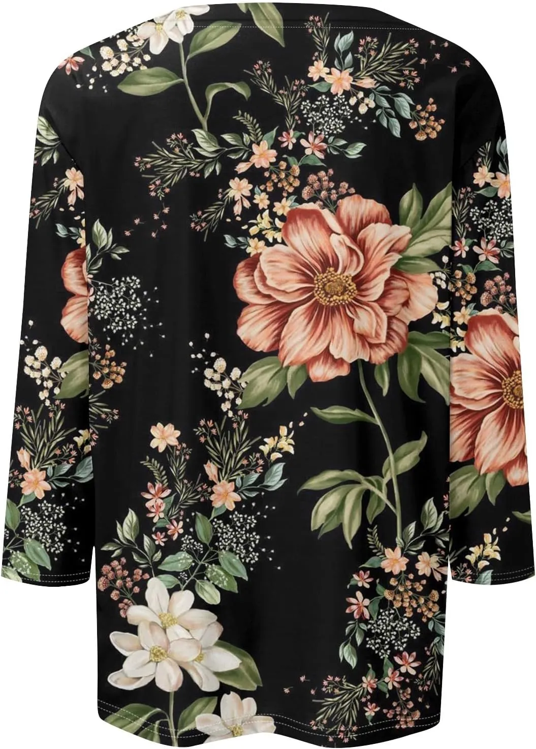 Womens 3/4 Length Sleeve Tops 2025 Summer Casual Geometric Print Crew Neck Blouse Fit Daily Womens 3/4 Sleeve T Shirts