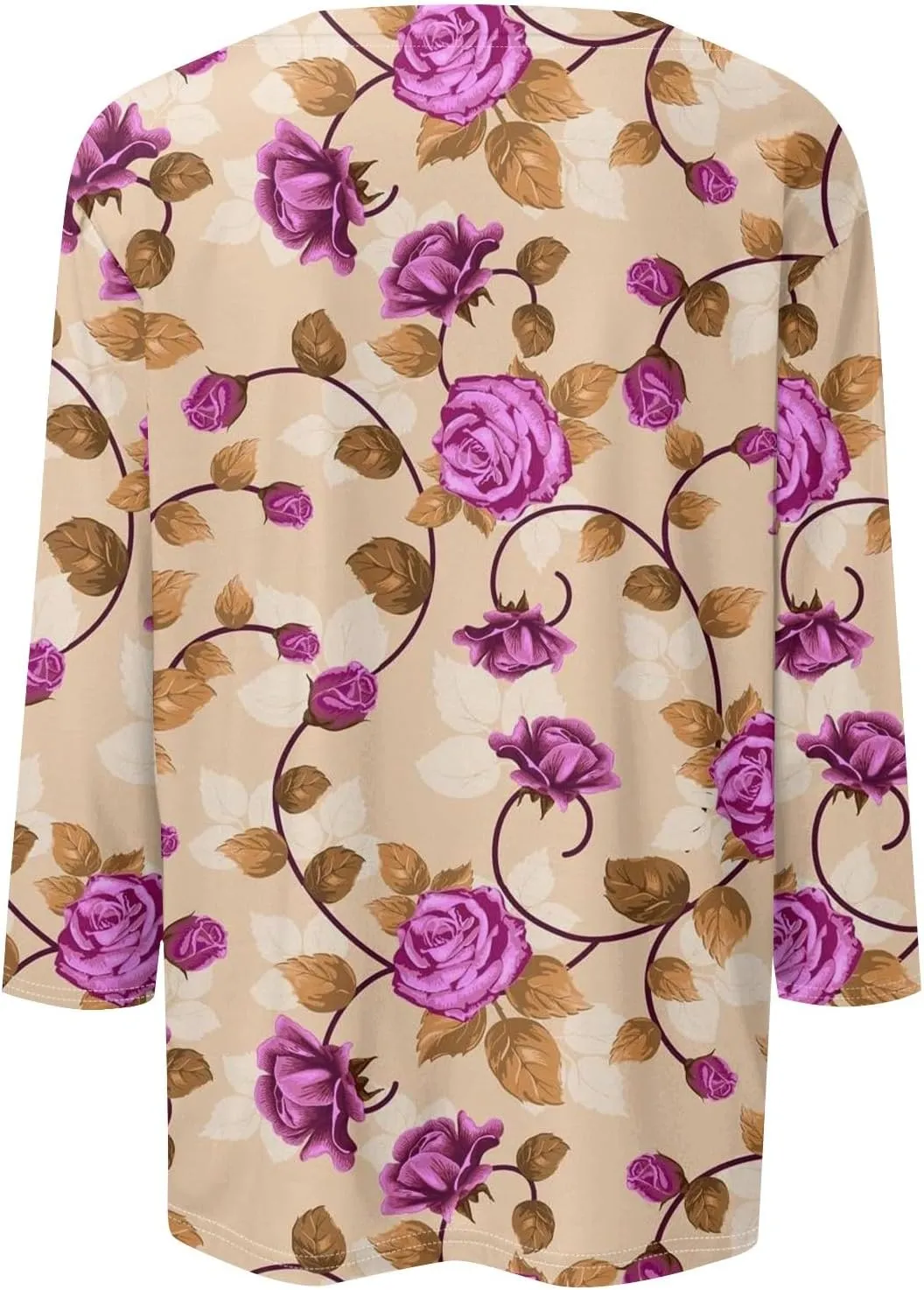 Womens 3/4 Length Sleeve Tops 2025 Summer Casual Geometric Print Crew Neck Blouse Fit Daily Womens 3/4 Sleeve T Shirts
