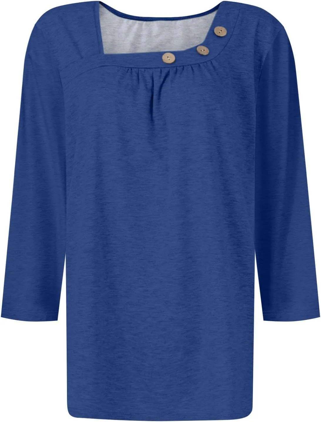 Womens 3/4 Sleeve Blouses Dressy Casual Loose Fit Shirts Button Decor Summer Trendy Tunic Tops