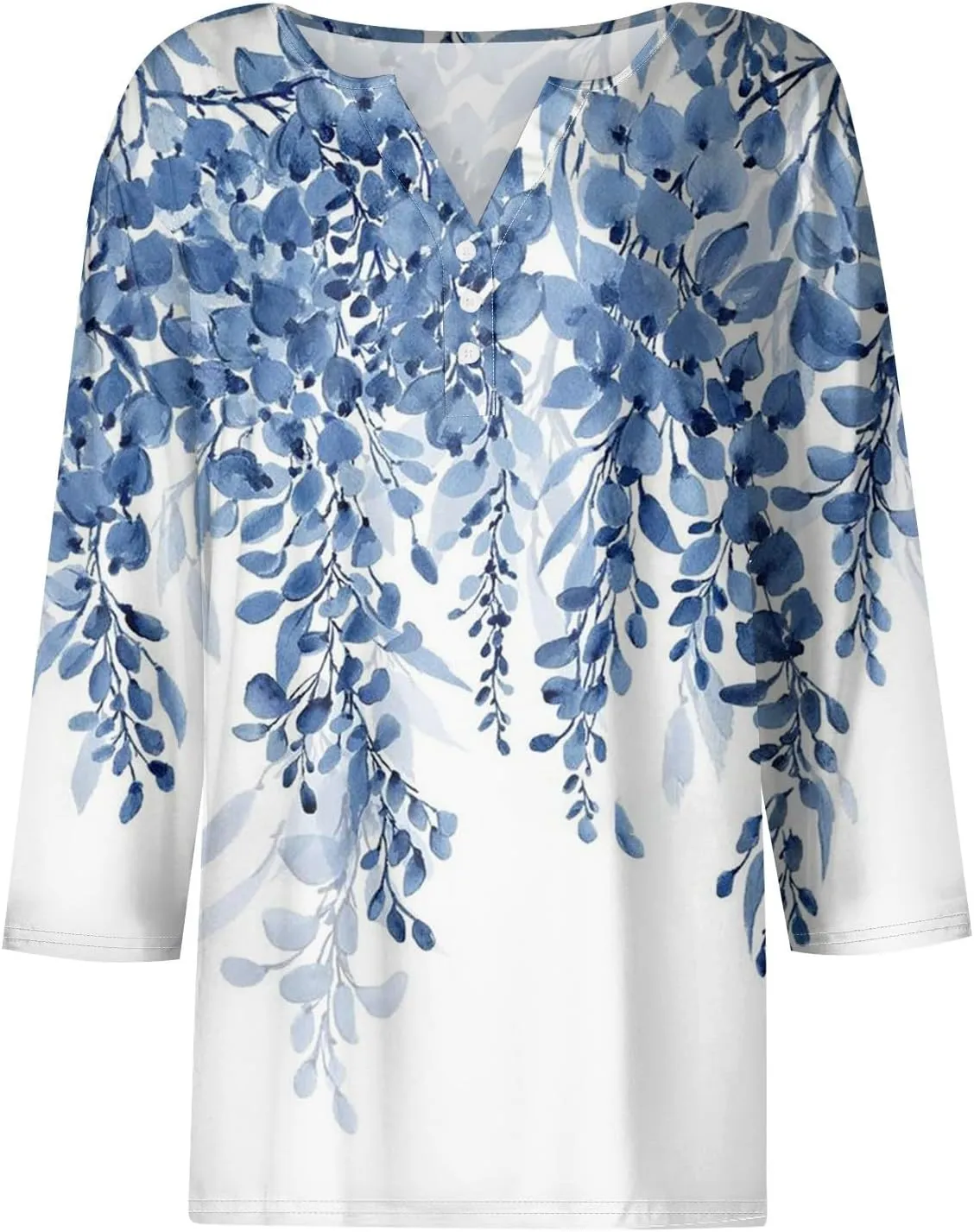 Women's 3/4 Sleeve Tops 2025 Summer Vacation Trendy Casual Shirts V Neck Loose Comfy Boho Clothes