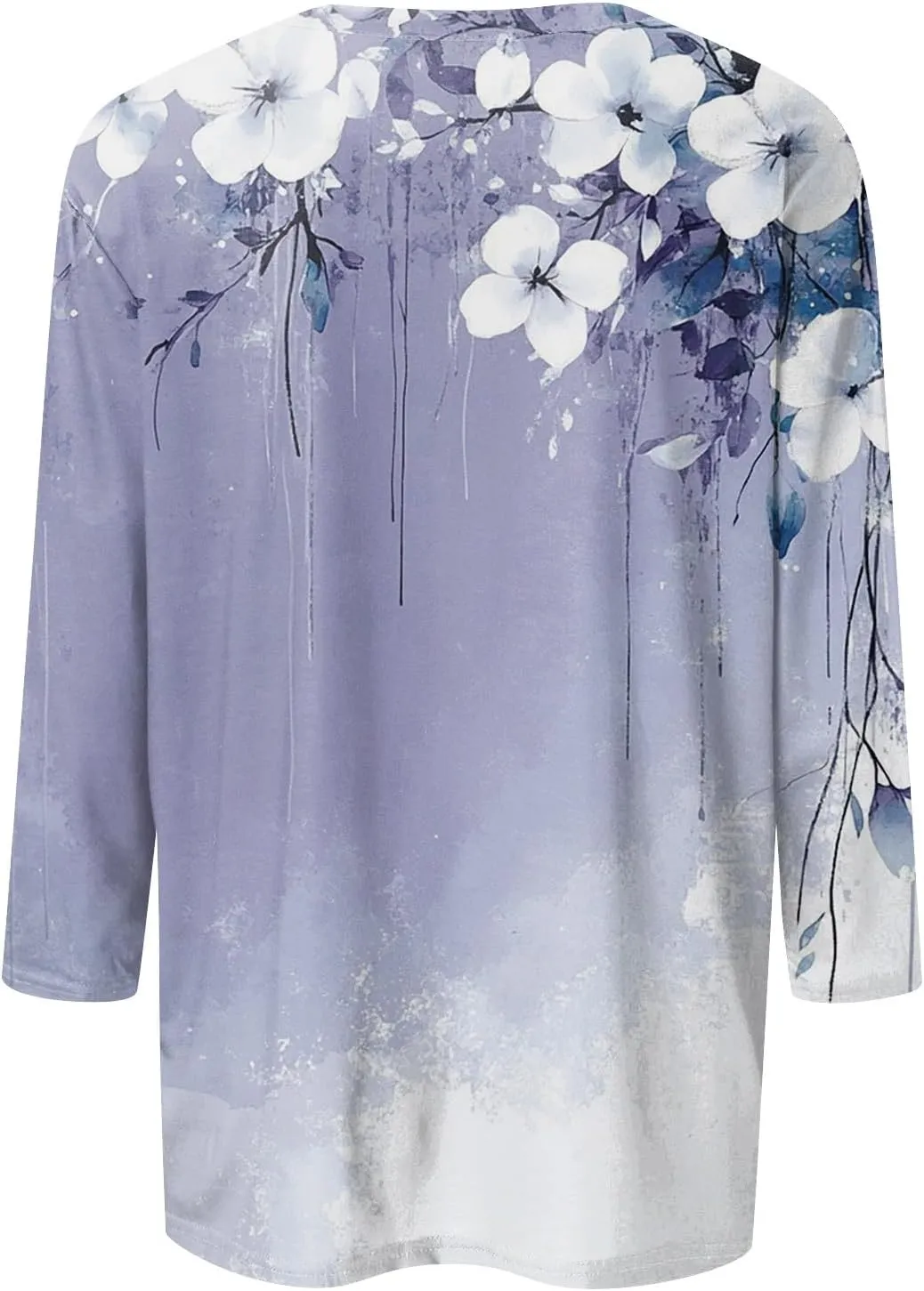 Womens Casual 3/4 Sleeve T-Shirts Sexy V Neck Loose Fit Tunic Tops Cute Basic Tees Blouses Pullover Tops