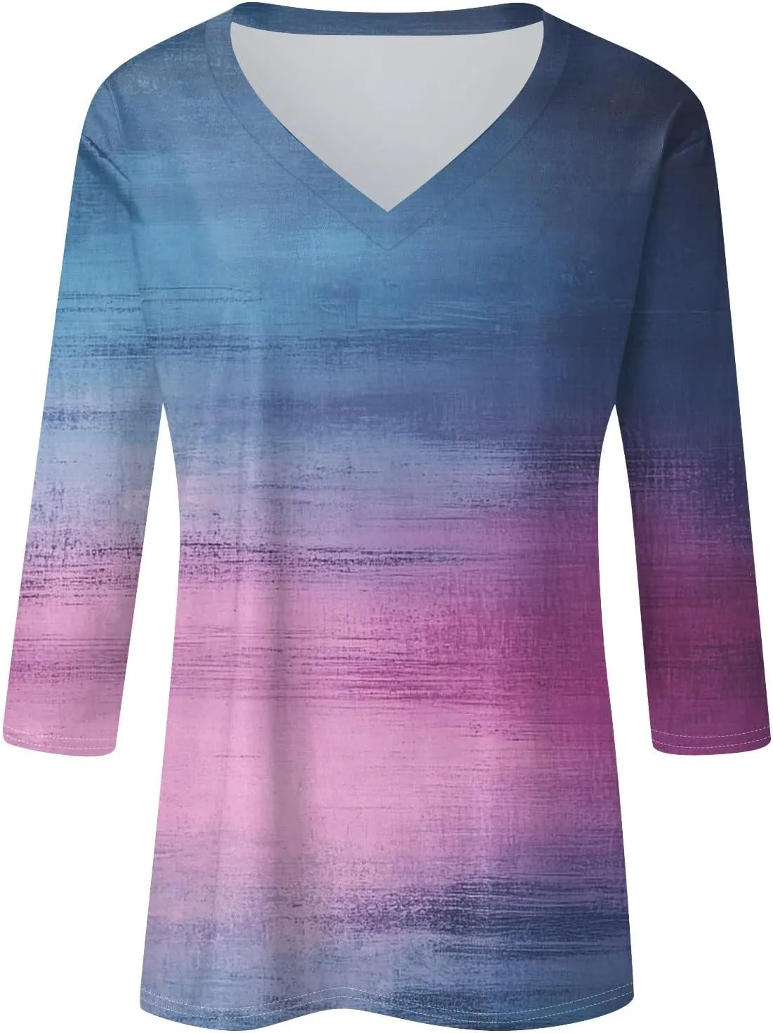 Womens Casual 3/4 Sleeve T-Shirts Sexy V Neck Loose Fit Tunic Tops Cute Basic Tees Blouses Pullover Tops