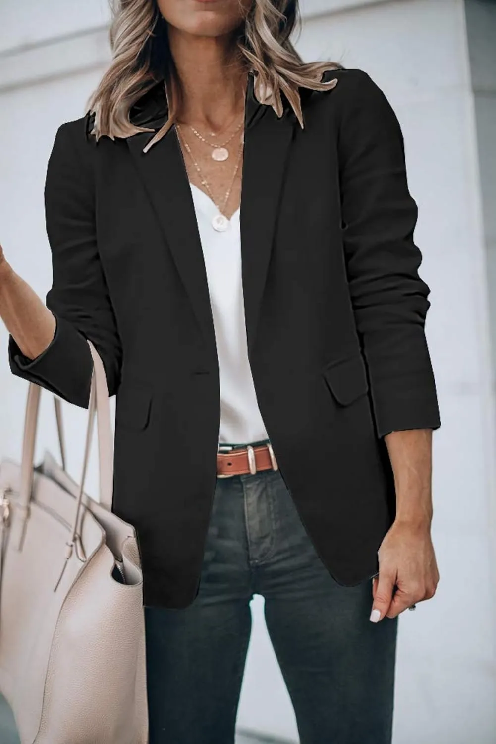 Womens Casual Blazers Open Front Long Sleeve Work Office Jackets Blazer Suit Jacket Button Lightweight Cardigans