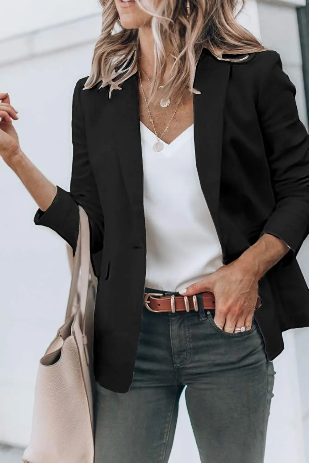 Womens Casual Blazers Open Front Long Sleeve Work Office Jackets Blazer Suit Jacket Button Lightweight Cardigans