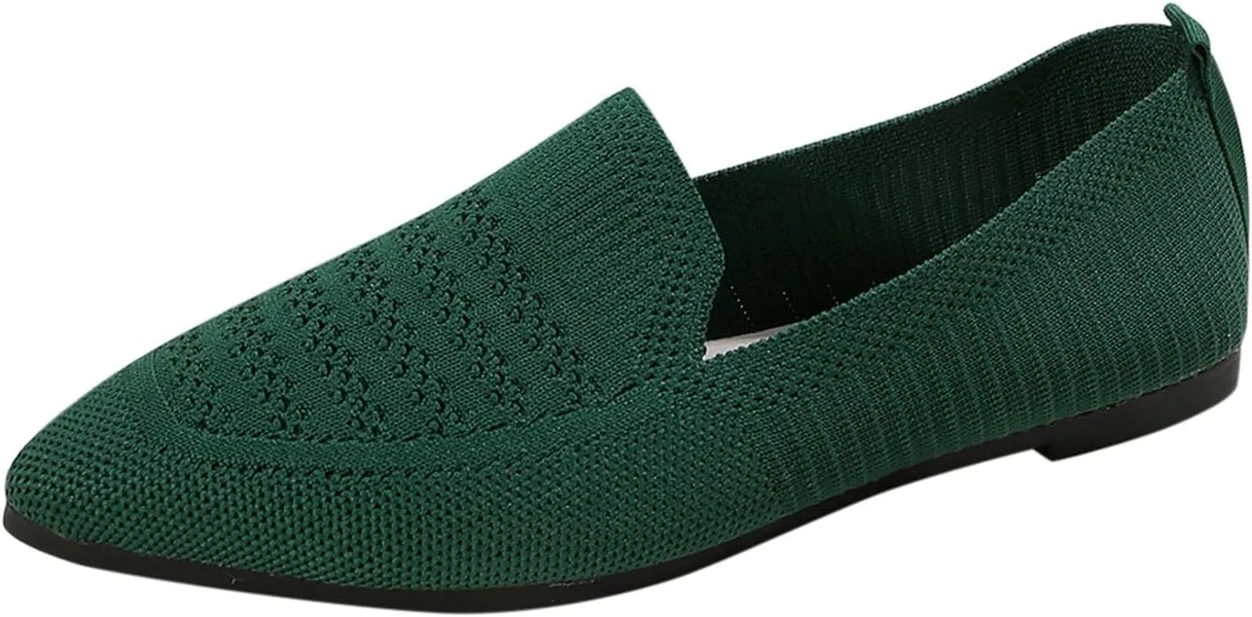 Women's Casual Flat Shoes Summer Slip On Work Shoes Soft Wide Width Dress Sneakers Comfortable Mesh Breathable Sneakers
