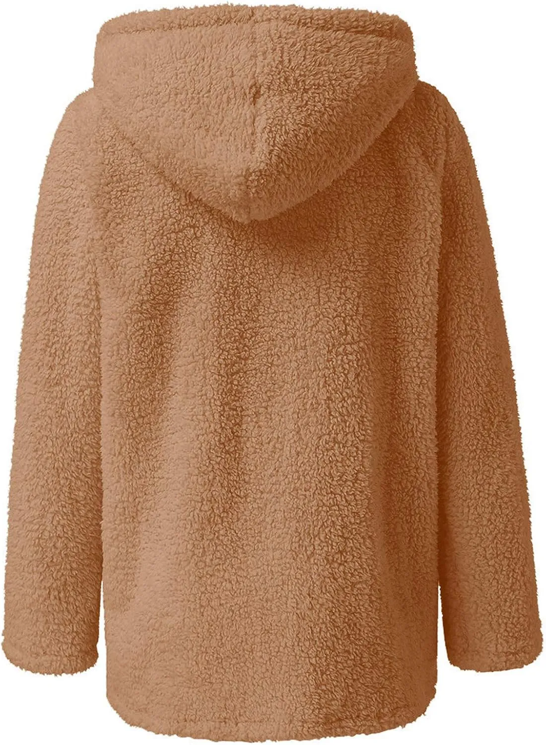 Womens Casual Plush Warm Winter Jacket Fuzzy Fleece Hooded Trench Fashion Hoodie Long Sleeve Zip Up Open Front Cardigan