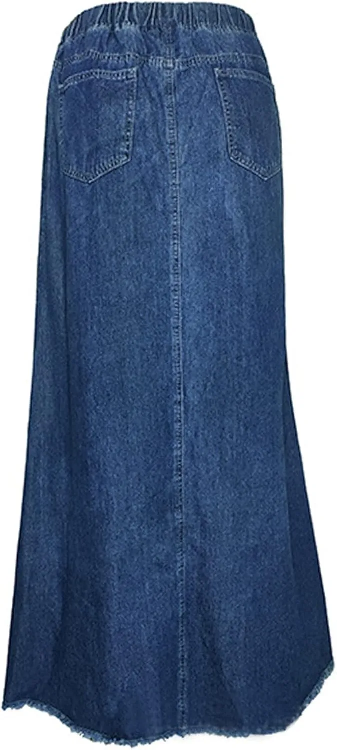 Women's Casual Skirts Women Fashion Denim Pencil Skirt High Waisted Blow Knee Blue Jeans Skirts Plaid Skirt for