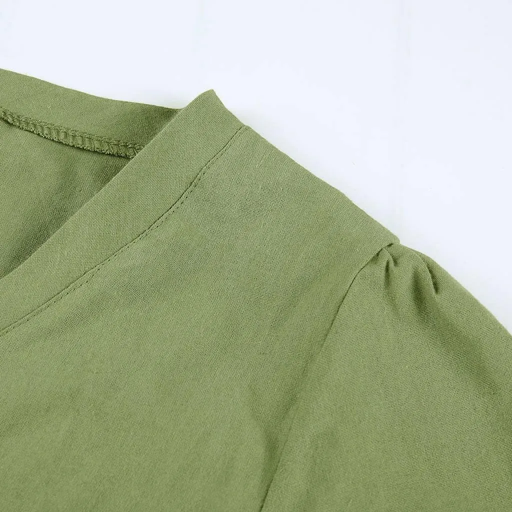 Women's Cotton Linen Midi Dresses V Neck Short Sleeve Plus Size Summer Dress Casual Beach Sundress Vacation Clothes 2025