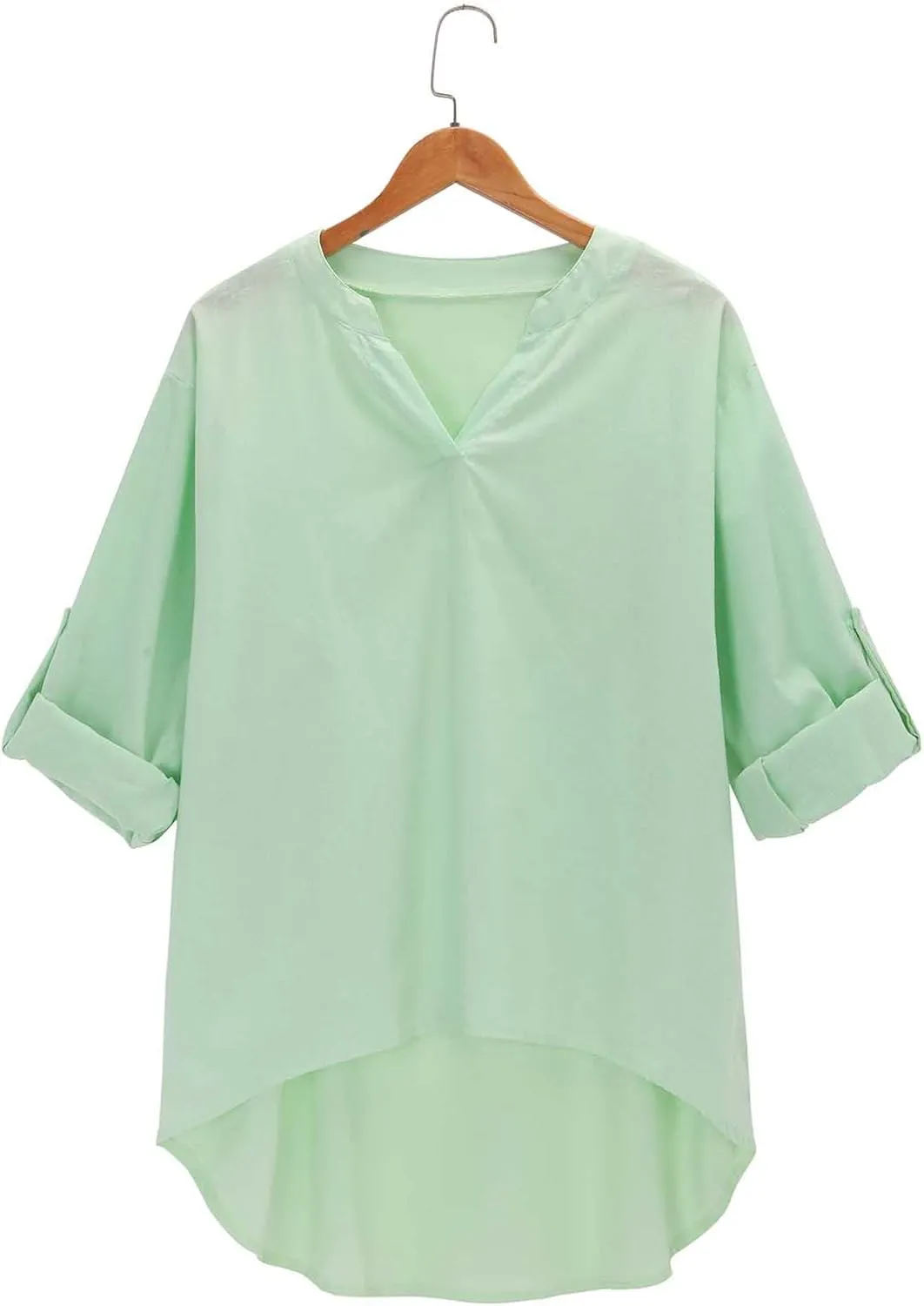 Womens Cotton Linen Shirt Dressy Casual Oversized V Neck Long Sleeve Gauze Shirts Loose Fit Boho Beach Tops