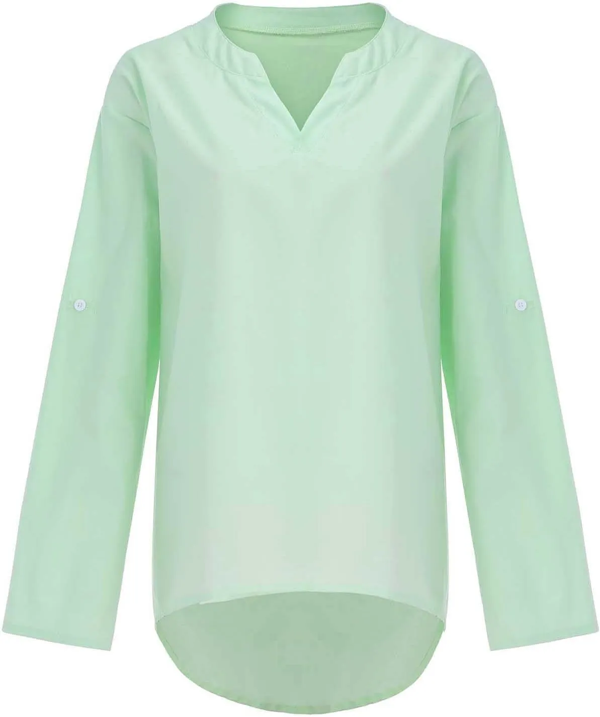 Womens Cotton Linen Shirt Dressy Casual Oversized V Neck Long Sleeve Gauze Shirts Loose Fit Boho Beach Tops
