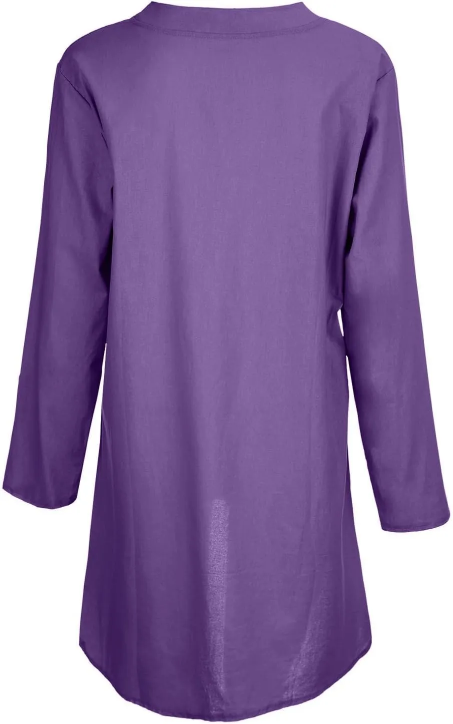 Womens Cotton Linen Shirt Dressy Casual Oversized V Neck Long Sleeve Gauze Shirts Loose Fit Boho Beach Tops