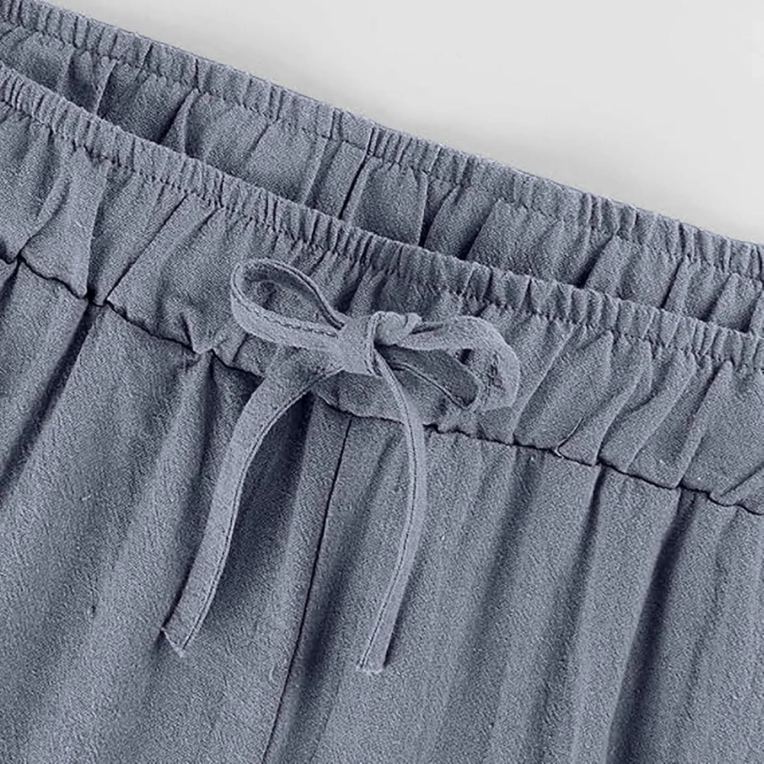 Women's Cotton Linen Wide Leg Pants High Waist Casual Comfy Palazzo Trousers with Drawstring for Summer 2025