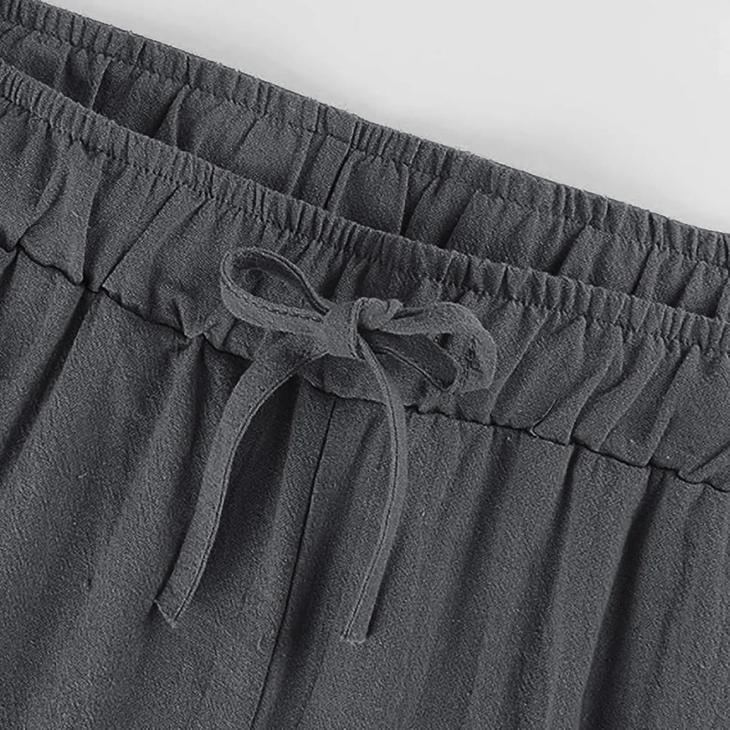 Women's Cotton Linen Wide Leg Pants High Waist Casual Comfy Palazzo Trousers with Drawstring for Summer 2025