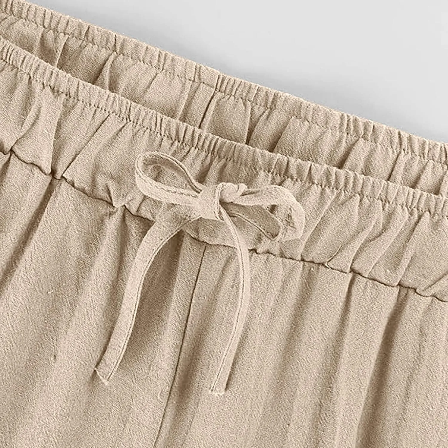 Women's Cotton Linen Wide Leg Pants High Waist Casual Comfy Palazzo Trousers with Drawstring for Summer 2025