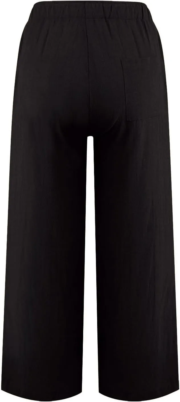 Women's Cotton Linen Wide Leg Pants High Waist Casual Comfy Palazzo Trousers with Drawstring for Summer 2025