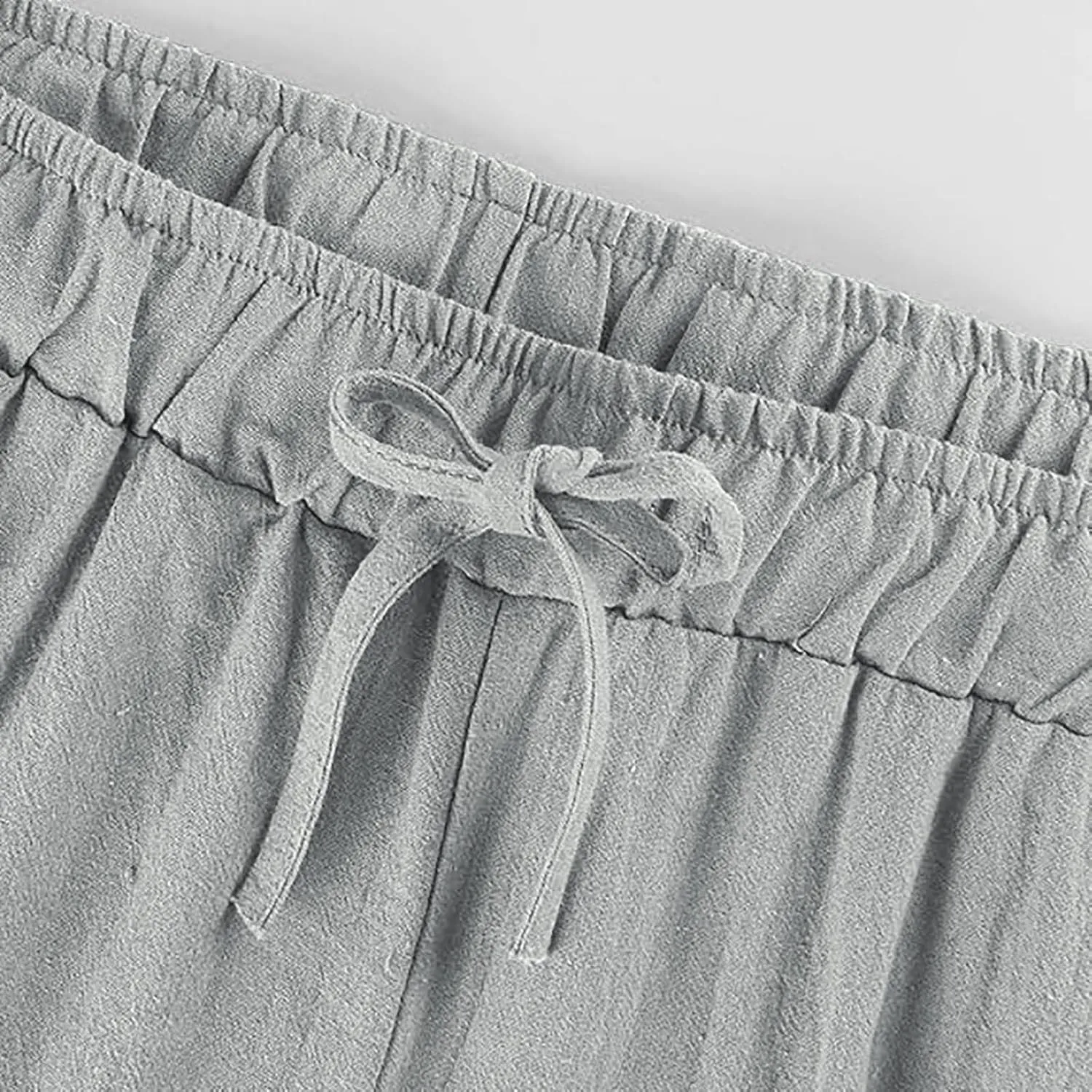Women's Cotton Linen Wide Leg Pants High Waist Casual Comfy Palazzo Trousers with Drawstring for Summer 2025