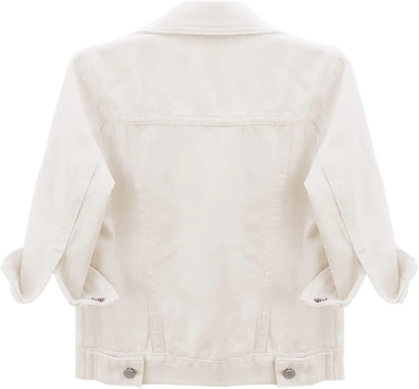 Womens Cropped Denim Jacket 3/4 Sleeve Short Jean Jacket Button Down Retro Lightweight Trucker Coat
