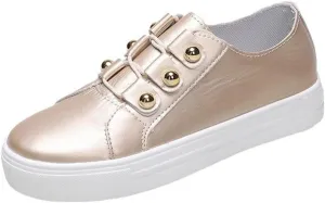 Women's Fashion Sneakers Casual Slip On Sneaker Comfort Non Slip Flats Loafers Lightweight Sneakers Vegan Shoe Leather Retro Walking Shoes