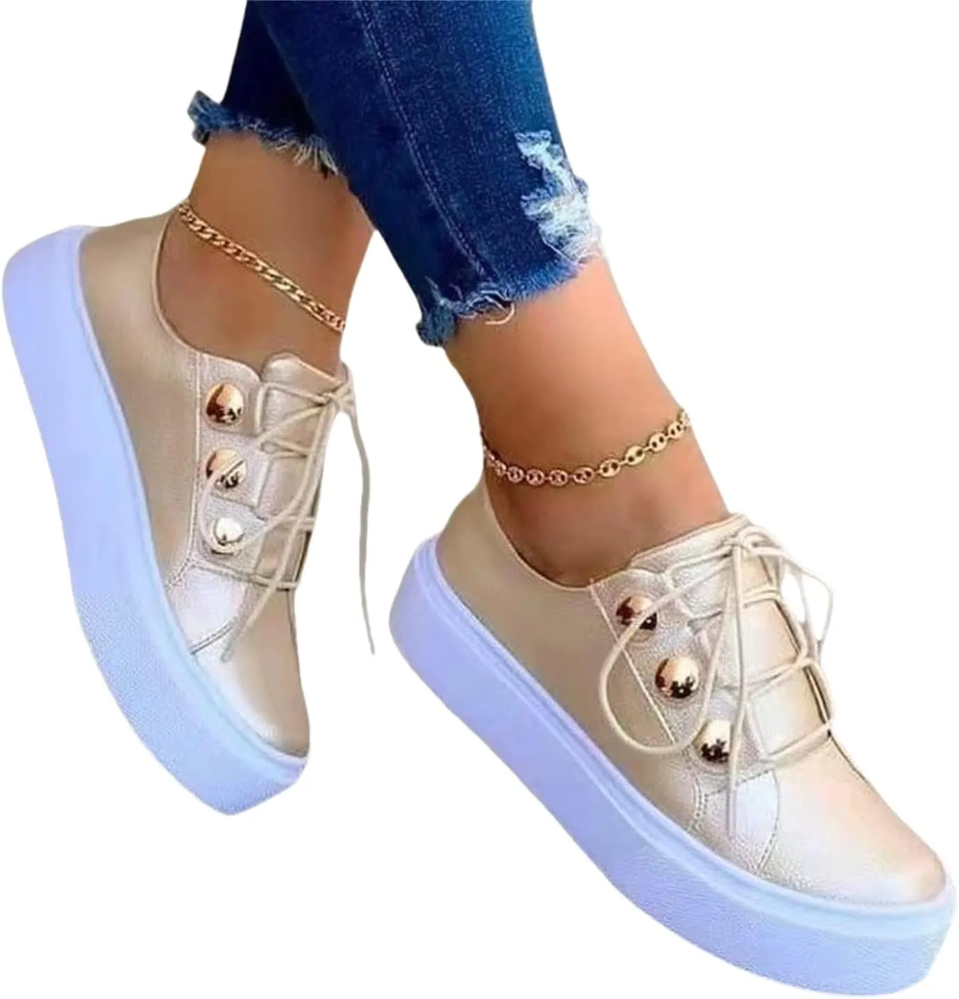 Women's Fashion Sneakers Casual Slip On Sneaker Comfort Non Slip Flats Loafers Lightweight Sneakers Vegan Shoe Leather Retro Walking Shoes