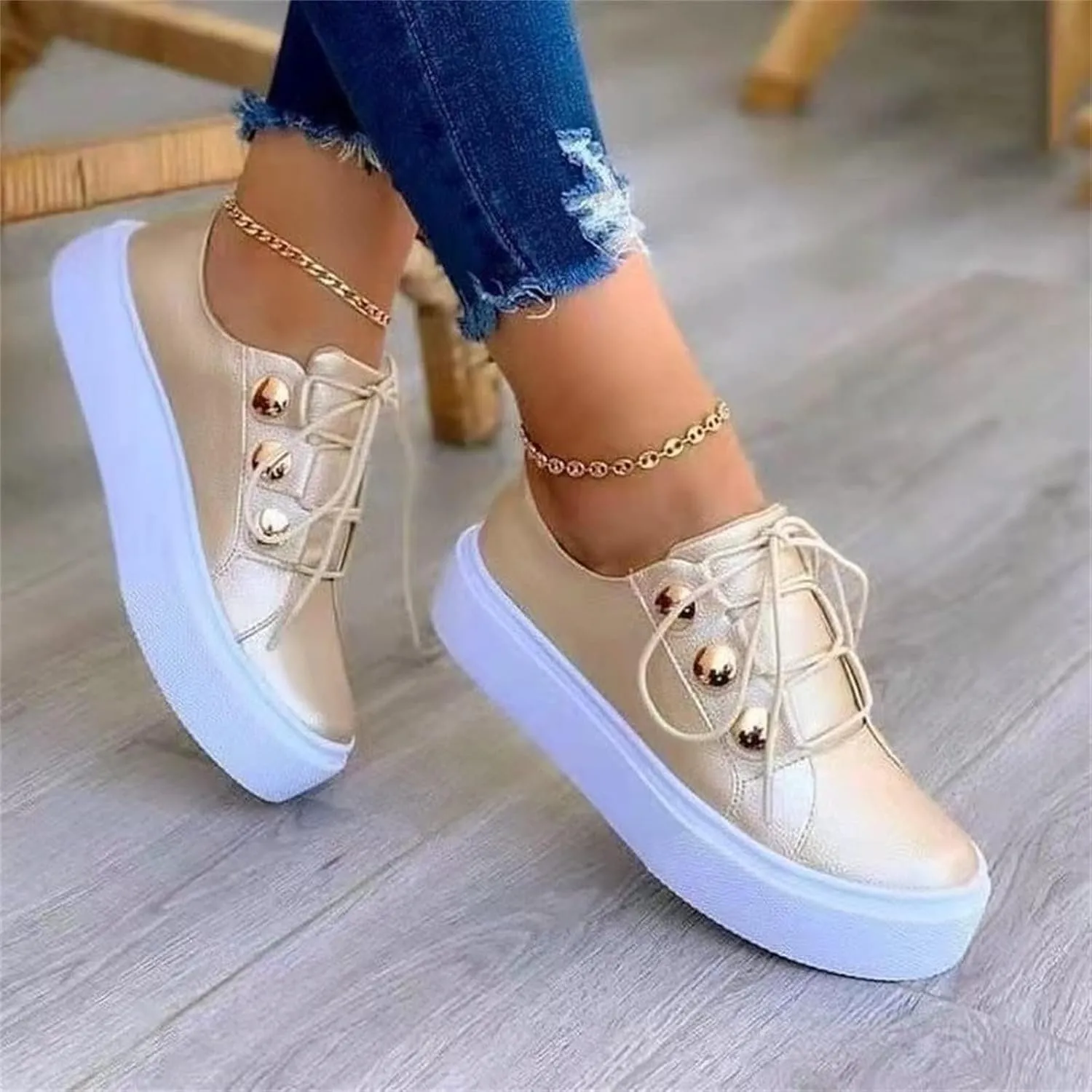 Women's Fashion Sneakers Casual Slip On Sneaker Comfort Non Slip Flats Loafers Lightweight Sneakers Vegan Shoe Leather Retro Walking Shoes
