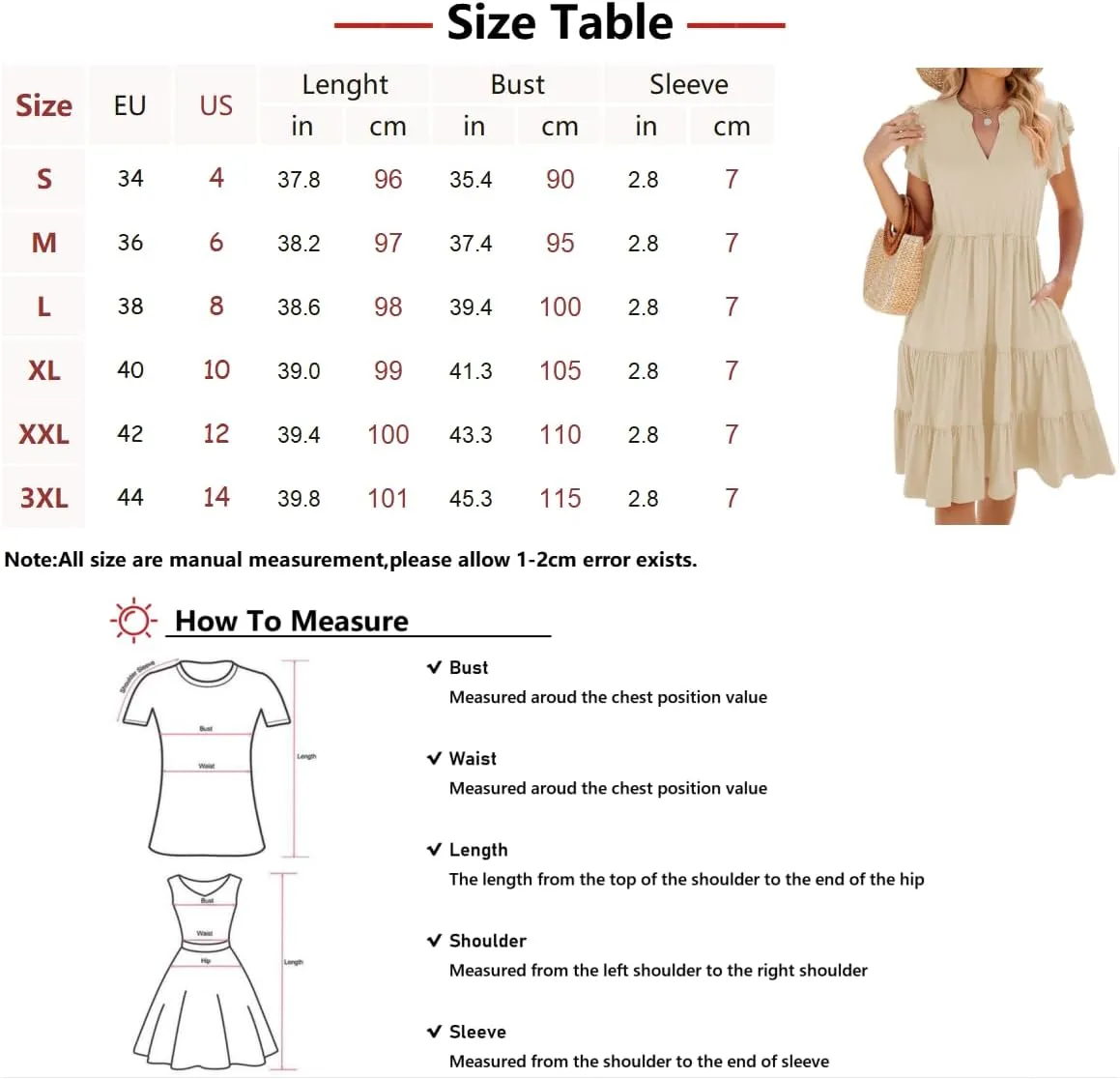 Womens Fashion Summer Dresses Casual Short Sleeve V Neck Mini Dresses Ruffle Boho Dresses Vacation Beach Dresses