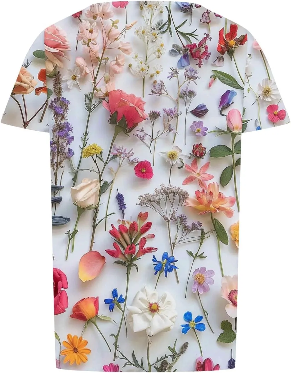 Womens Floral Tops Dressy Casual Pleated Flowy Tunic Tops Plus Size Crew Neck Tops Summer Oversized Shirts Blouse