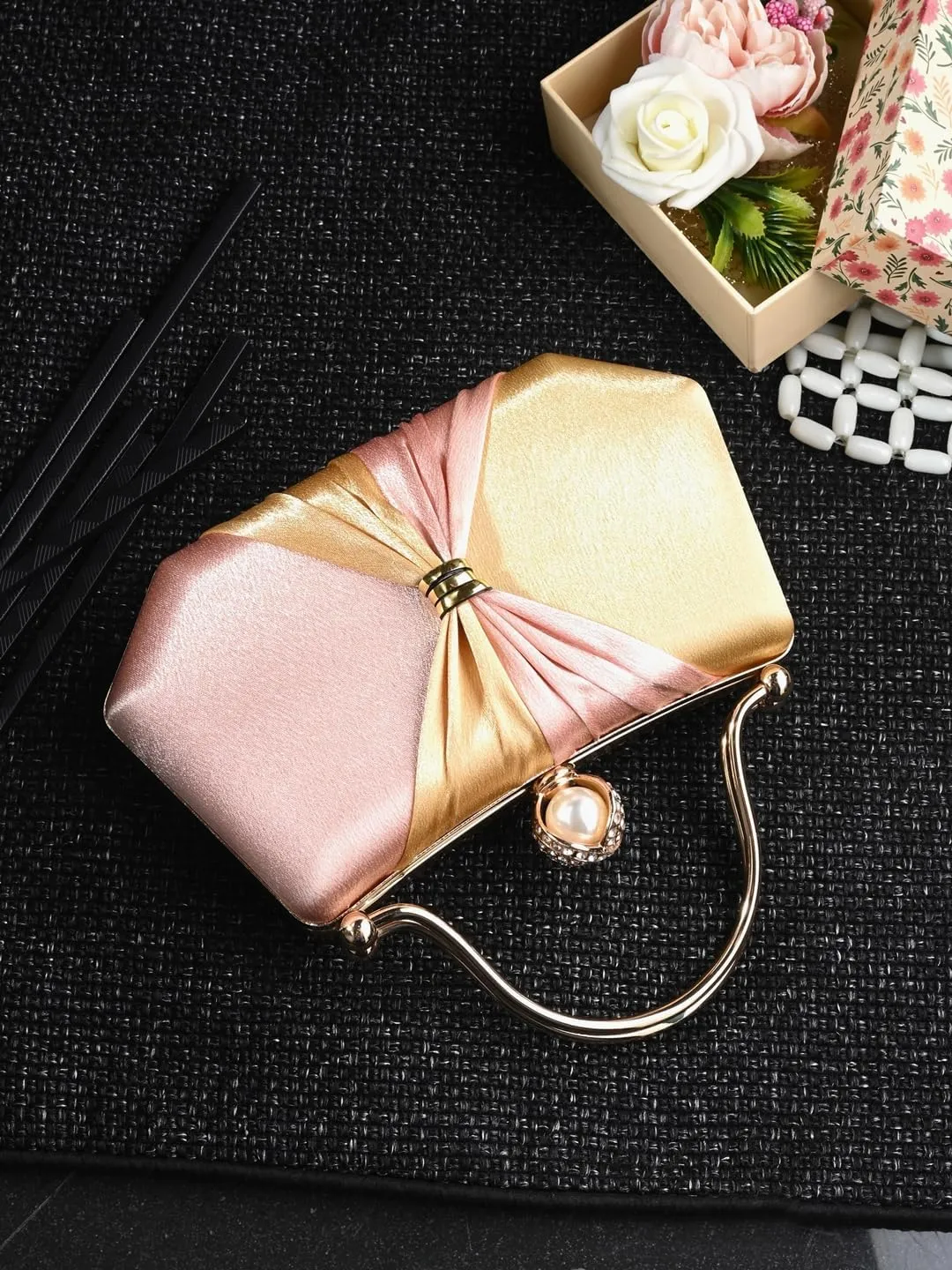 Women's Handcrafted Beautiful Bling Box Clutch Bag