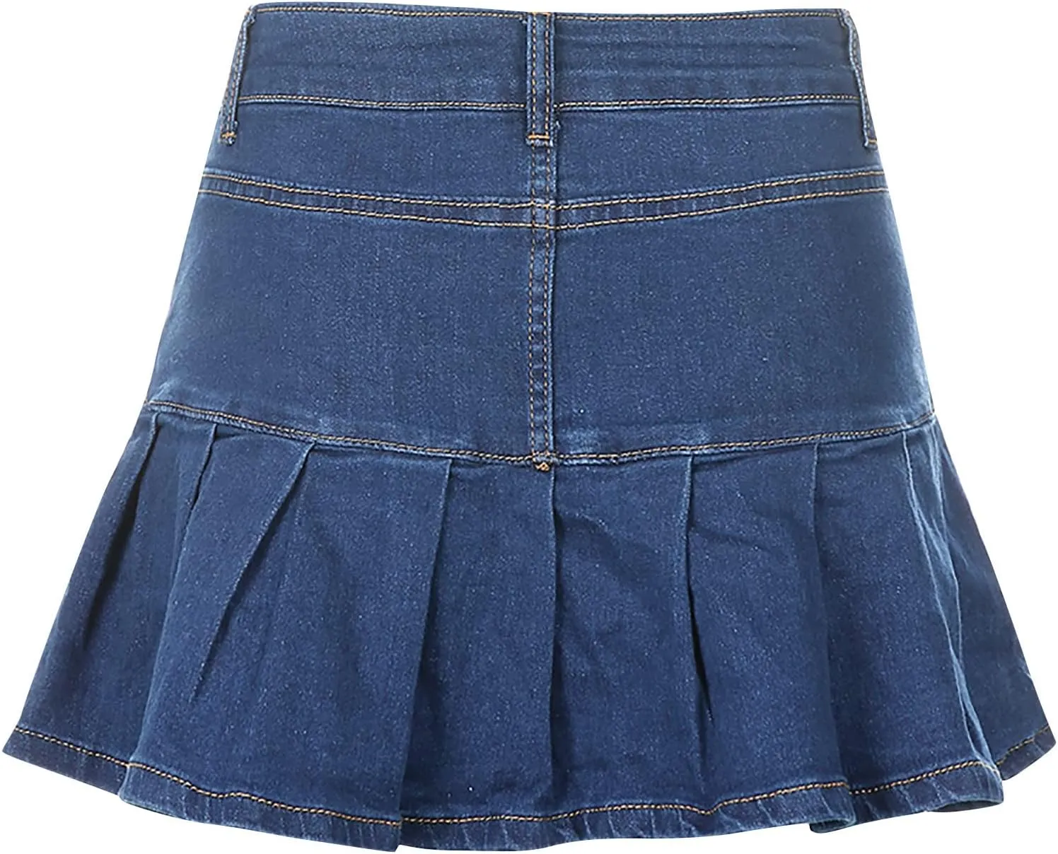Women's Jean Skirts Button Down Elastic Waist Casual Skirts Casual Elegant Preppy Flare Skirts Denim Skirts