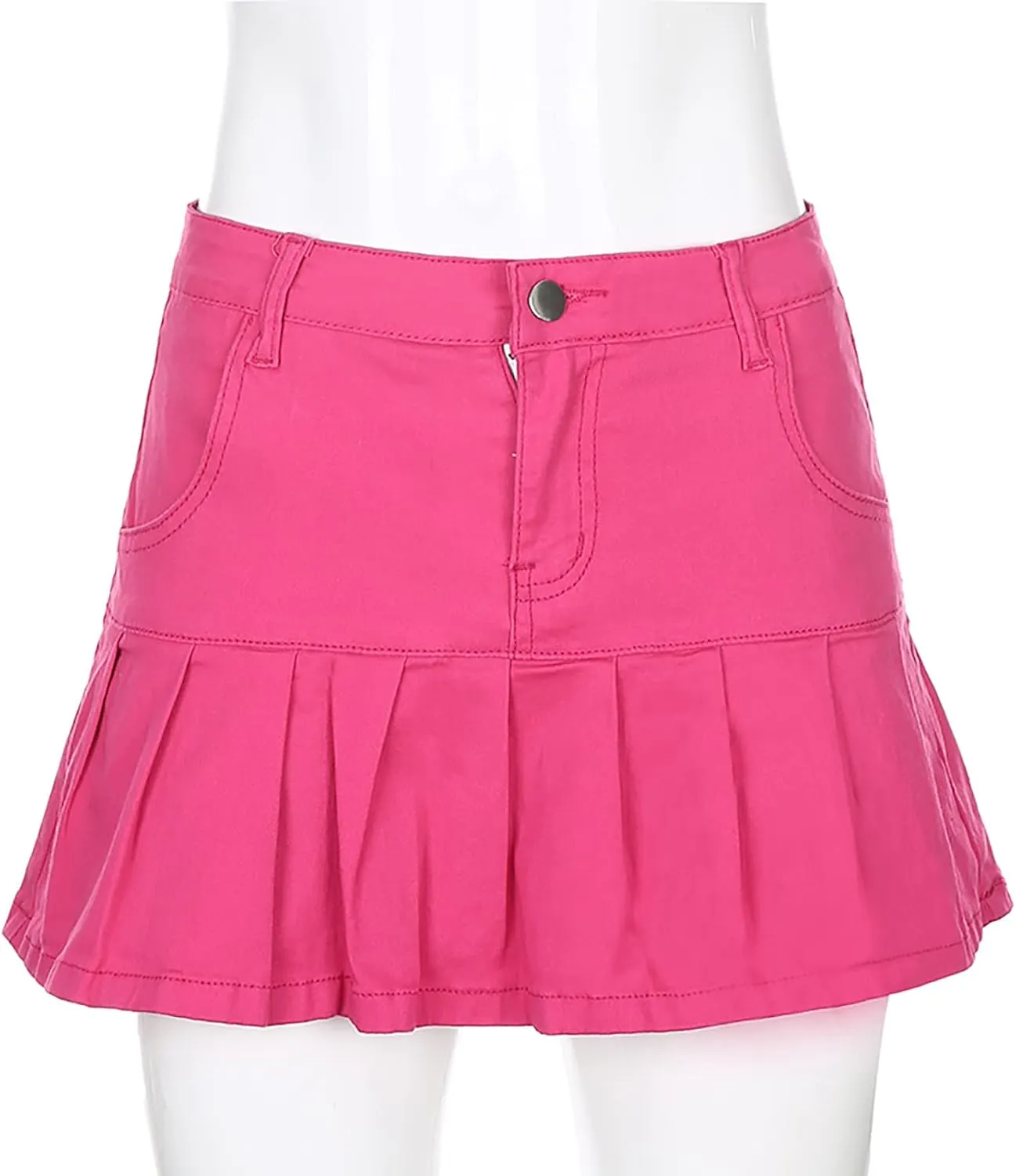 Women's Jean Skirts Button Down Elastic Waist Casual Skirts Casual Elegant Preppy Flare Skirts Denim Skirts