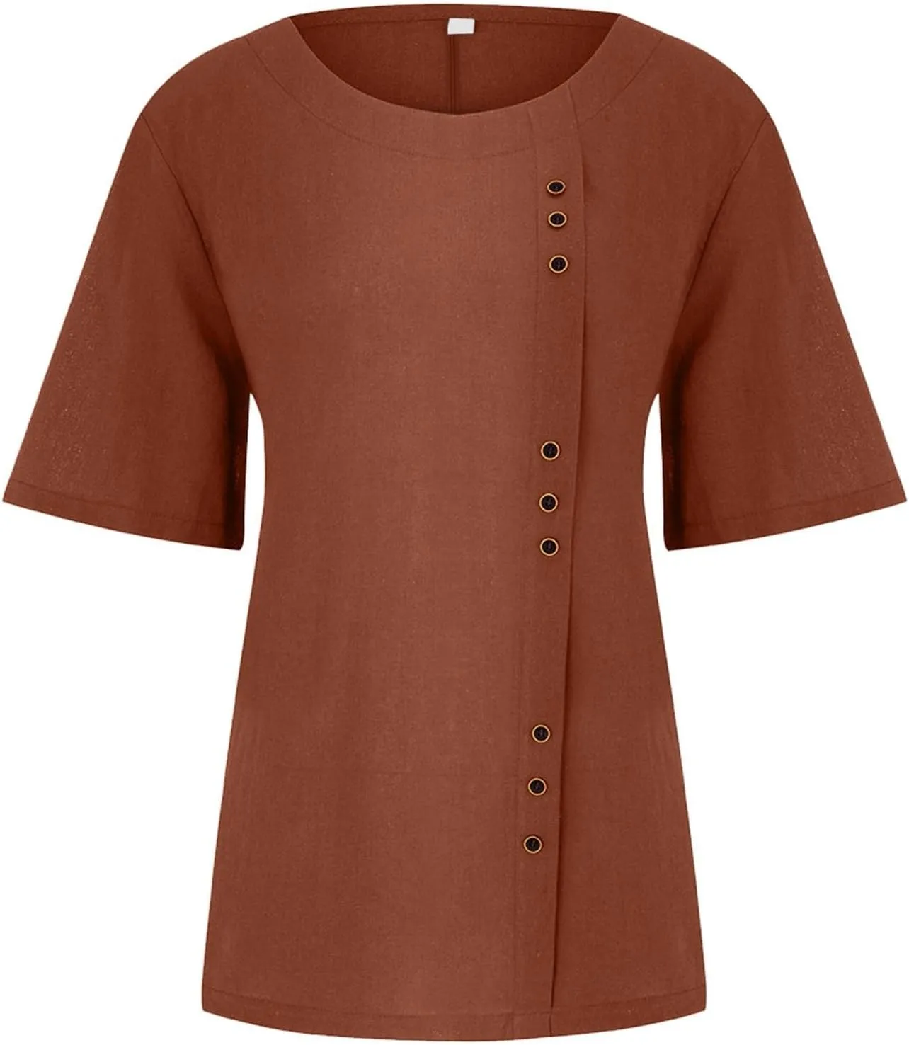 Womens Lined Tops Going Out Casual Short Sleeve Summer Tee Shirts Button Down Crewneck Solid Dressy Blouses