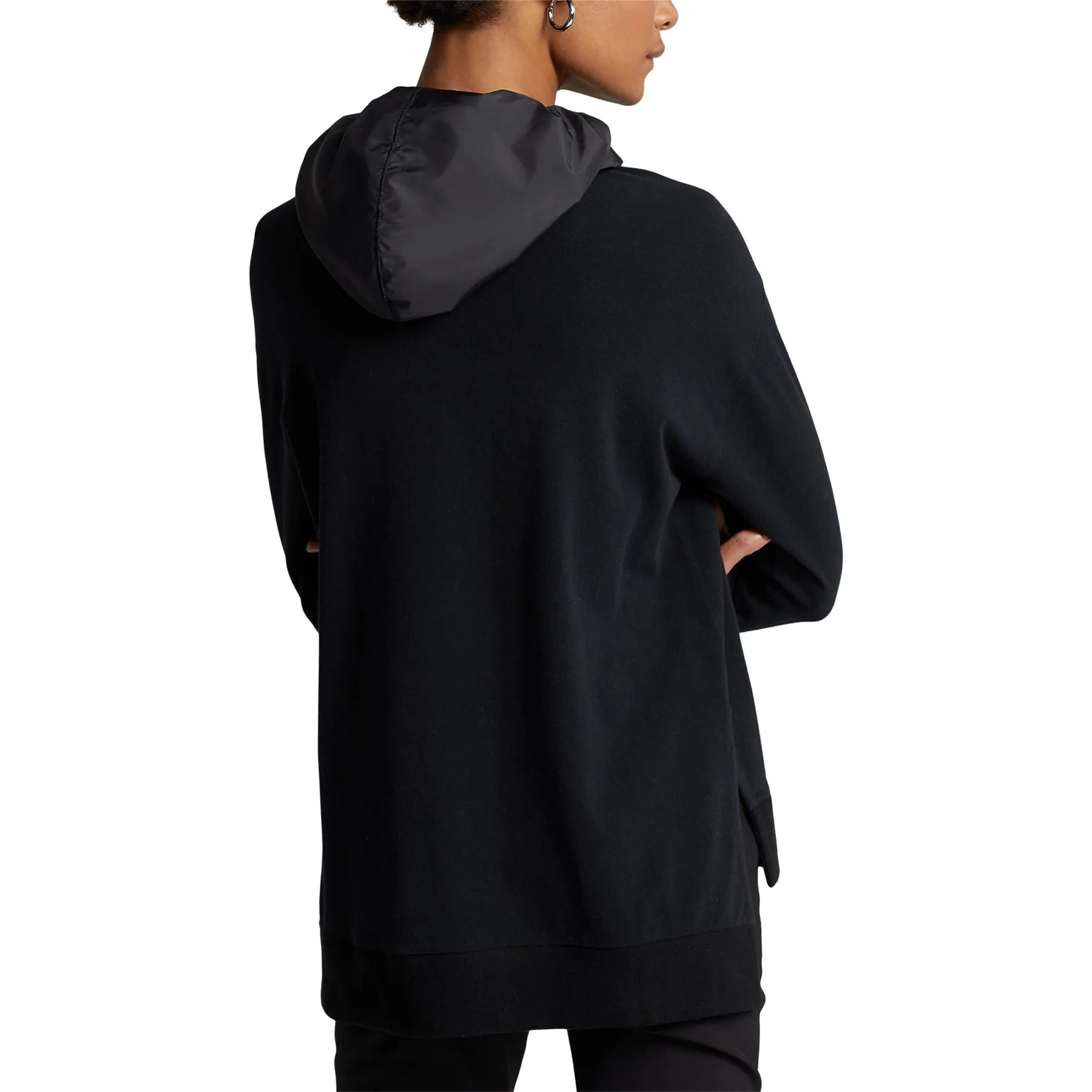 Womens Logo Hybrid Jersey Hoodie Polo Black - SS24